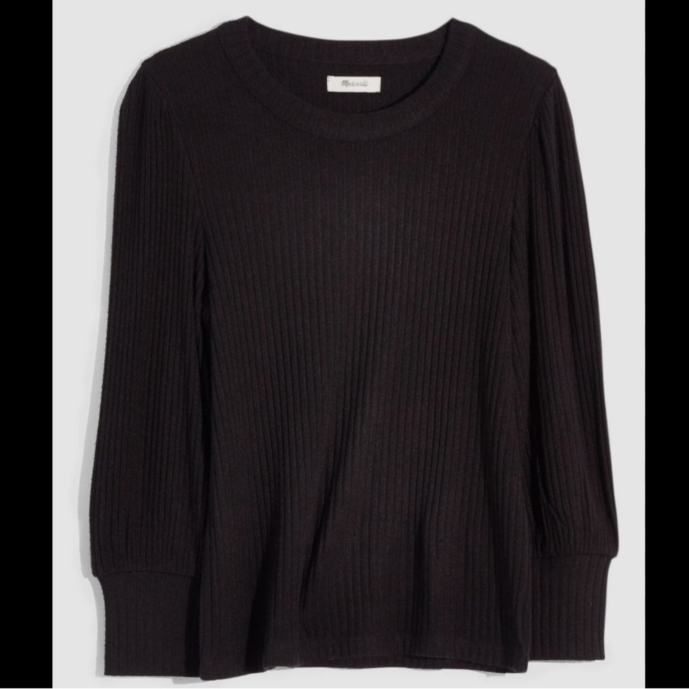 Madewell Brushed Rib Pleat Sleeve Top